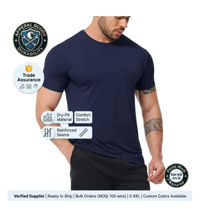 Camiseta de Manga Corta Casual para Hombre, Marca AMY, 100% Algodón, Corte Regular, Lisa, con Logotipo Personalizado al por Mayor - Product Image 3