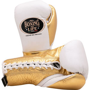 Gants de boxe de haute qualité faits à la main, No Boxing No Life, en cuir de vache véritable, à doigts entiers, avec sangle de poignet réglable et fermeture auto-agrippante - Product Image 5