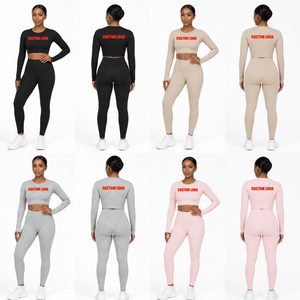 Ensemble de yoga deux pièces personnalisé avec logo pour femme – Tenue de sport et de fitness 2026 - Product Image 3
