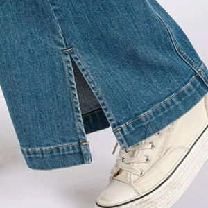 Pantalones vaqueros acampanados al por mayor para mujer, venta directa de fábrica, servicio OEM, cintura alta, corte recto y holgado, vaqueros de mezclilla para mujer - Product Image 6