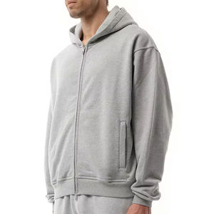 Fabricant OEM ODM de sweats à capuche entièrement zippés personnalisés, épais (500 GSM), surdimensionnés, 100% coton, hiver, avec perles, unisexe, fournisseur - Product Image 3