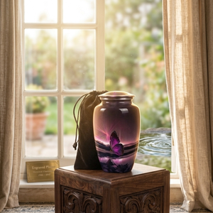 Urne funéraire en aluminium violet pour cendres d'adultes, cercueil commémoratif personnalisé, souvenir décoratif pour la décoration funéraire - Product Image 5