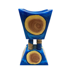 Quemador de Incienso de Resina Azul Hecho a Mano de Lujo, Soporte de Incienso Árabe de Madera Natural para una Decoración Elegante del Hogar - Product Image 1