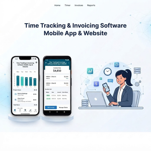 Zeiterfassungs- und Rechnungsstellungssoftware Mobile App und Website SaaS-Lösung für Freiberufler und Teams - Product Image 1