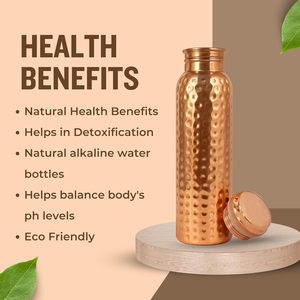 High Quality Copper Water Bottle Hammered <b>Designer</b> Copper Bottle Heavy-duty Copper Bottle At Best Price <b>By</b> India Supplier - Product Image 4