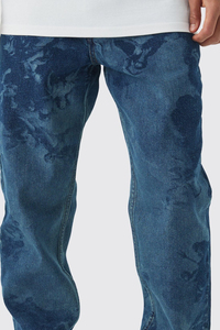 Pantalones de mezclilla de algodón 100% de corte recto, lavado a la piedra, de peso pesado, con diseño estampado, estilo hip hop urbano, a la moda y económicos para hombre. - Product Image 4