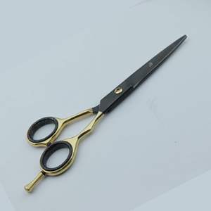 Ciseaux de coiffure professionnels pour barbe et moustache, en acier inoxydable, lame tranchante, pour droitiers, usage en salon, manche moyen, finition dorée - Product Image 2