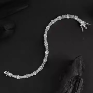White Diamond Bracelet <b>for</b> Women and <b>Men</b>, Mix Cut Diamond Bracelet <b>For</b> Wedding, Solid Gold moissanite Bracelet - Product Image 1