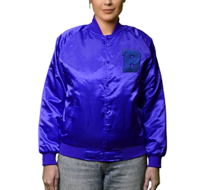 Chaqueta Varsity de Satén para Mujer, Nueva Colección de Invierno, Mangas Largas, Chaqueta Varsity Corta de Satén para Mujer - Product Image 5