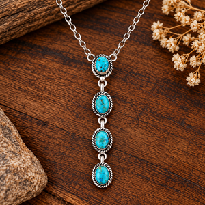Collier pendentif fait main en laiton plaqué argent turquoise, style sud-ouest, pierre précieuse aux couleurs vives, cadeau idéal pour le judaïsme - Product Image 6