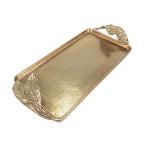 Plateau de service pour aliments et desserts, design personnalisé, finition dorée antique, plateau de service rectangulaire en métal, utilisation sur table - Product Image 5