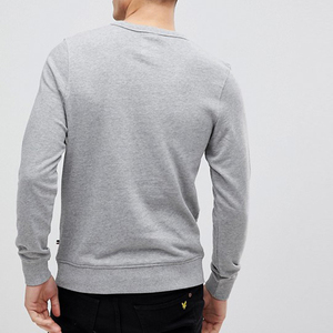 <b>Men's</b> Grey Crew Neck Sweatshirt Regular Fit Knitted Cotton <b>Pullover</b> Casual Solid Color Autumn Wear - Product Image 2