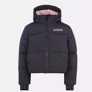 Veste matelassée à capuche avec fermeture éclair, coupe-vent, manteau d'hiver unisexe, décontracté, couleur unie, épais, courte, rembourrage en polyester - Product Image 1