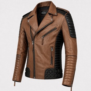 Chaqueta de Motociclista de Cuero Sintético Color Borgoña para Hombre, Corte Ajustado, Cuello Camisero, Cierre de Cremallera, Estilo Biker, Ropa de Abrigo para Otoño - Product Image 3