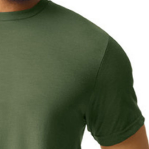 T-shirt homme vert olive de qualité supérieure, coupe classique, en jersey de coton, col rond, couleur unie, design simple, en vente - Product Image 6