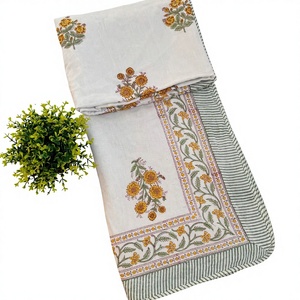 100% Cotton Luxury Hand <b>Block</b> Printed Single <b>Bed</b> Dohar Artisan Made Handcrafted Traditional Reversible All-Season Dohar - Product Image 1