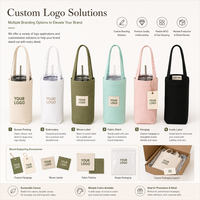 Porte-gobelet en toile personnalisé avec logo, support de bouteille d'eau en gros, sac bandoulière réutilisable pour gobelet, événements d'entreprise, vente en gros