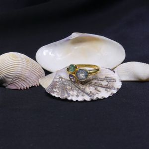 Wedding Wear 925 Sterling <b>Silver</b> Gold Plated Jewelry Blue Topaz <b>Emerald</b> Sapphire Gemstone Women Wear <b>Ring</b> - Product Image 6