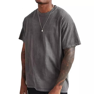 Men's High Quality 100% Cotton O-Neck T-Shirt Custom Logo Printed Solid Breathable Eco-Friendly 220g Oversized Short Sleeve - Product Image 4