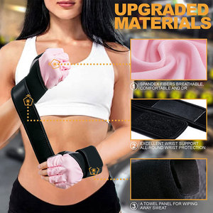 Gants de fitness demi-doigts roses en néoprène avec sangle de poignet réglable pour la musculation unisexe - Product Image 4