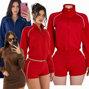 Conjunto Deportivo de Dos Piezas para Mujer, Chaqueta y Pantalones Cortos de Compresión, Ropa Deportiva para Fitness y Entrenamiento - Product Image 1