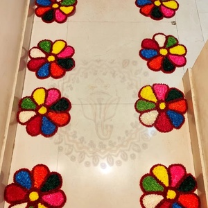 Vibrant Handcrafted Floral Gota Patti Rangoli <b>Stickers</b> for Festive Floor Decor and Traditional Indian Home Entrance - Product Image 1