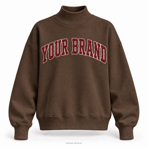 Sweat-shirt surdimensionné à col montant pour femme, couleur marron chocolat, avec appliqué plat et logo brodé, 32 couleurs, tailles XS-3XL - Product Image 1