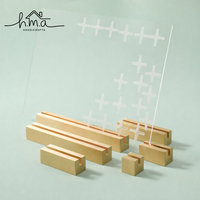 Porte-cartes de visite en bois minimaliste, support de bureau moderne, design simple et luxueux, écologique, DIY, présentoir de table de bureau rectangulaire en soie