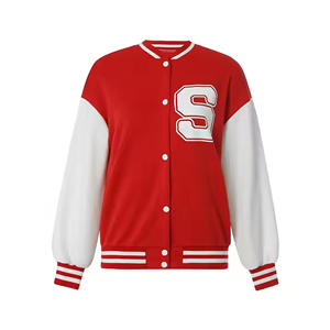 Women Jackets and <b>Coats</b> Sleeve <b>Stitching</b> Ladies Varsity Jacket Short Print Leather Long Sleeve Baseball Jackets - Product Image 5