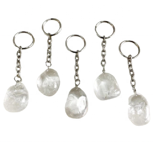 Porte-clé en pierre naturelle, cristal clair brut, quartz décomposé, enveloppe de guérison, porte-clés en cristal de pierres précieuses, vente en gros - Product Image 4
