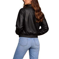 Blouson Bomber Classique Minimaliste en Cuir Véritable pour Femme avec Fermeture Éclair et Tissu Tissé – Manteau Urbain Automne
