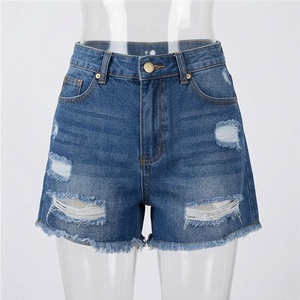Shorts en jean taille haute pour femme, grande taille, respirants, écologiques, décontractés, coupe ajustée, motif estival, couleur personnalisable - Product Image 1
