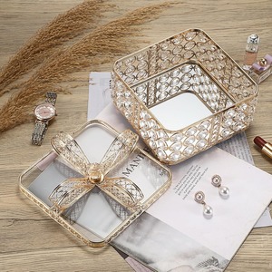 Elegant Glass Storage Box Metal Frame for Jewelry and Keepsakes Transparent Jewelry <b>Display</b> <b>Case</b> with Gold Metal Finish - Product Image 2