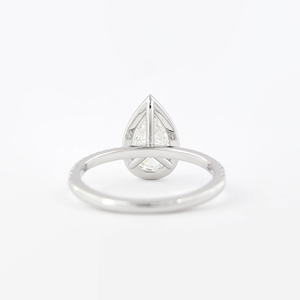 Bague de fiançailles en diamant taille poire, sertie pavé, classique, bijoux fins pour femme - Product Image 2