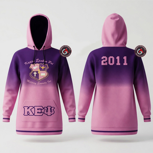Kapa Epsilon Psi Soror bordado mujeres poliéster con capucha vestido largo | KEY Sorority sublimado señoras vestido con capucha hecho a medida - Product Image 4