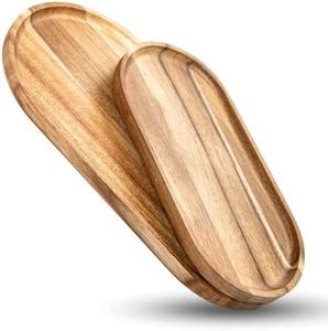 Assiettes de service rondes en bois faites à la main, design classique poli, écologiques, compatibles lave-vaisselle, pour cadeaux - Product Image 6