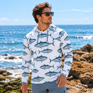 Camiseta de pesca de poliéster sublimable personalizada, sudadera con capucha de alto rendimiento para pesca, camiseta con capucha para equipos de pesca - Product Image 5