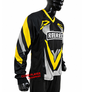 Referee Paintball Jersey Long Sleeve Black Yellow Gray Sublimated Polyester Outdoor <b>Shooting</b> Game Apparel - Product Image 2
