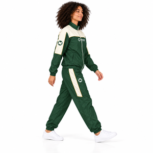 Unisex Green <b>White</b> Color Block Tracksuit Full <b>Zip</b> Jacket Pants Sporty Outdoor Activewear Breathable Windproof Eco-Friendly - Product Image 3