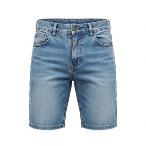 <b>Men's</b> Washed Denim Bermuda <b>Shorts</b> Mid Waist Zipper Fly Casual Style Pockets Spandex/Cotton <b>Woven</b> Fabric Front Logo Eco-Friendly - Product Image 1