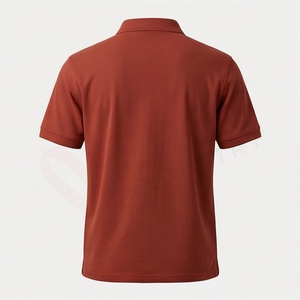 Polo en piqué de coton rouge rouille à manches courtes pour homme, décontracté, respirant, coupe classique, design uni, logo sur le devant - Product Image 2