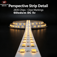 Lampu Strip LED Fleksibel DC5V 60LEDs/m SMD2835 Kecerahan Tinggi, Suhu Warna 3000K-6000K, Pencahayaan Lanskap Berbahan Tembaga.