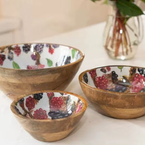 Tazón para servir ensaladas de madera ecológica de lujo moderno y personalizado con impresión en esmalte para fiestas, hogar, hotel y restaurante. - Product Image 1