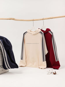 Fabricante de Ropa al por Mayor, Sudaderas Personalizadas de Mezcla de Algodón de 380 Gsm, Sudaderas Unisex Extra Grandes a Rayas - Product Image 4