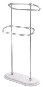 Toallero de metal contemporáneo con recubrimiento en polvo y múltiples barras colgantes para secar y almacenar toallas en el suelo del baño - Product Image 6