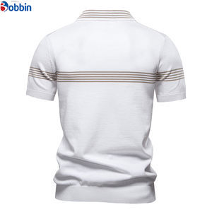 Nueva Llegada, Camisas Polo a Rayas de Moda para Hombre, Camisa Polo Transpirable de Verano con Cuello Solapa, Manga Corta, Logotipo Personalizado - Product Image 6