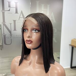 Vente en gros 100% cheveux humains vierges vietnamiens bruts perruque courte os droit couleur noir de jais super extension de cheveux doublement étirée - Product Image 5