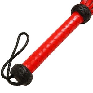 <b>Leather</b> Whip Red with Black Handle and Braided Loop - Product Image 5