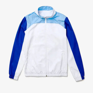 Unisex Hooded Tracksuit Set Full Sleeve Drawstring Closure Sporty Style Color Blocking Blue White Polyester Regular Fit Side - Product Image 4