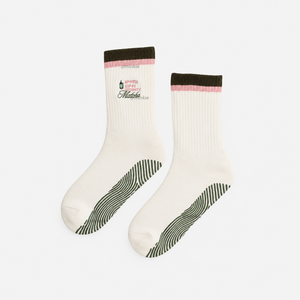 Calcetines de Algodón con Diseño de Bordado Personalizado, Antideslizantes en Ambas Direcciones, para Mujer, Calcetines de Pilates para Yoga - Product Image 1